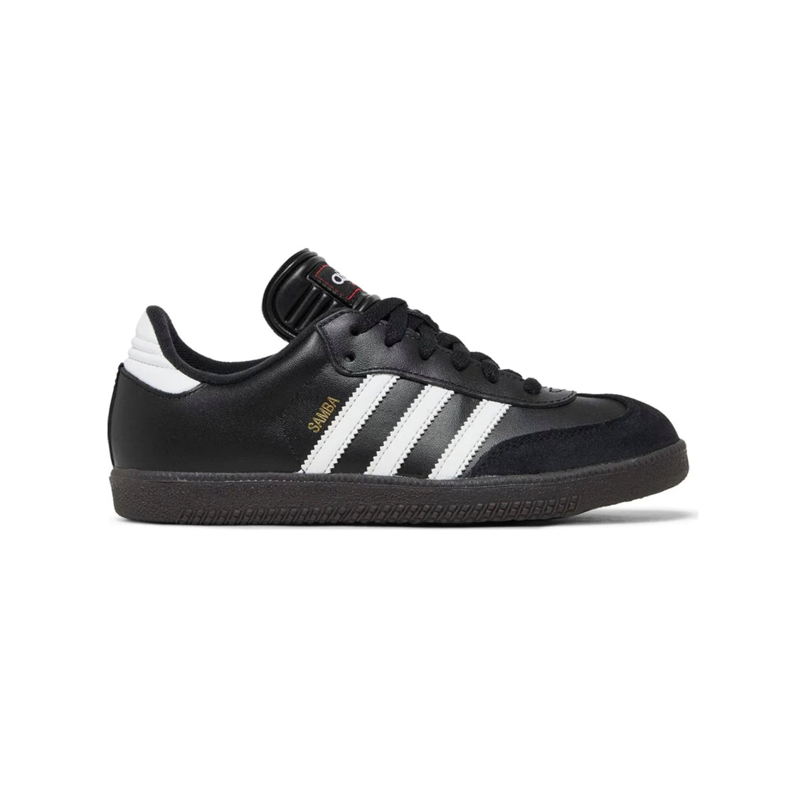 Adidas Samba Triple Black baskets basses enfant en cuir et daim noir, vue de profil