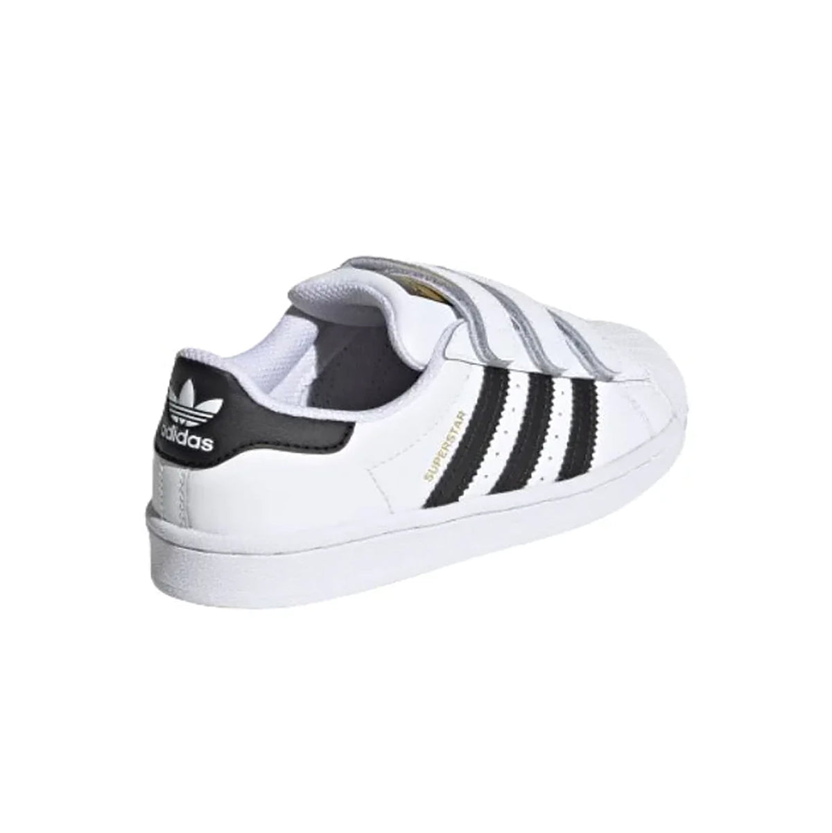 Adidas Superstar White Black baskets basses enfant en cuir blanc noir, détail semelle