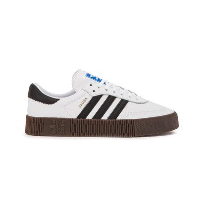 Adidas Samba rose White baskets basses homme et femme en cuir et daim blanc, vue de profil