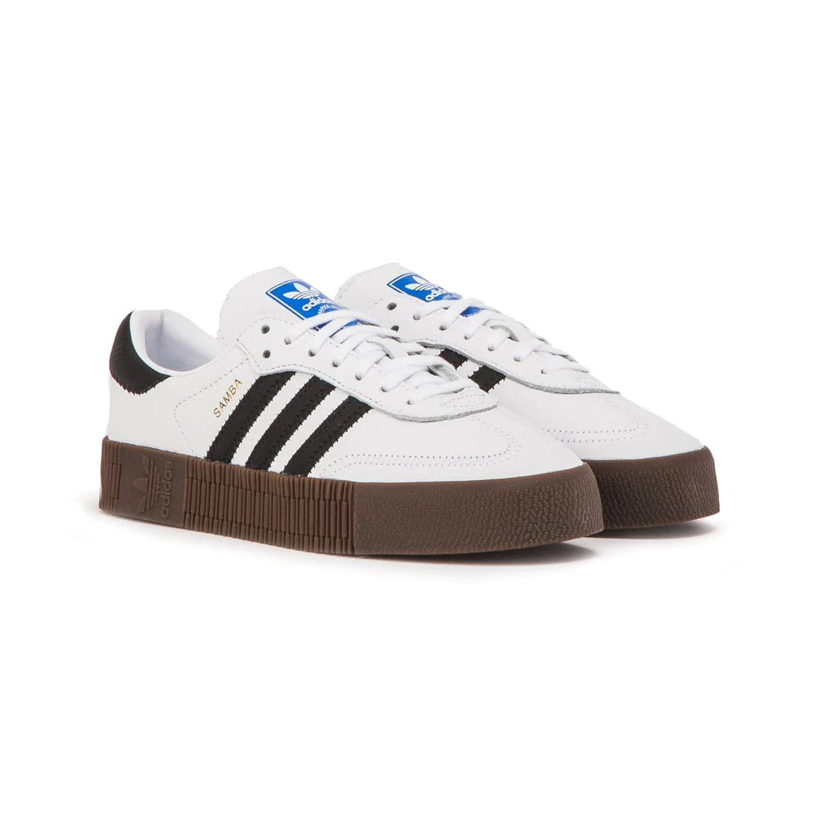 Adidas Samba rose White baskets basses homme et femme en cuir et daim blanc, vue de face