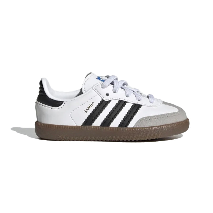 Adidas Samba White baskets basses enfant en cuir et daim blanc, vue de profil