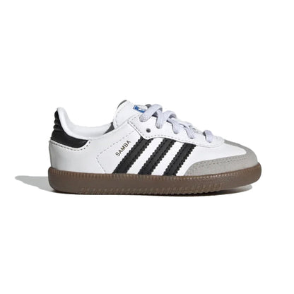Adidas Samba White baskets basses enfant en cuir et daim blanc, vue de profil