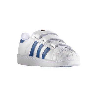 Adidas Superstar Royal Blue baskets basses enfant en cuir bleu, vue de face