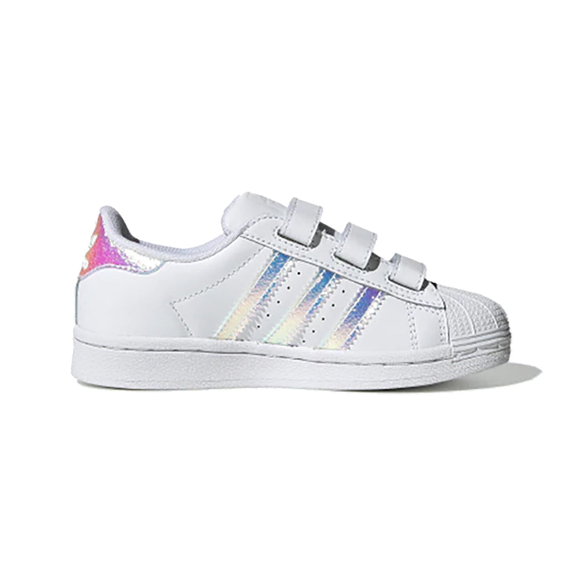 Adidas Superstar Iridescent baskets basses enfant en cuir irisé, vue de profil
