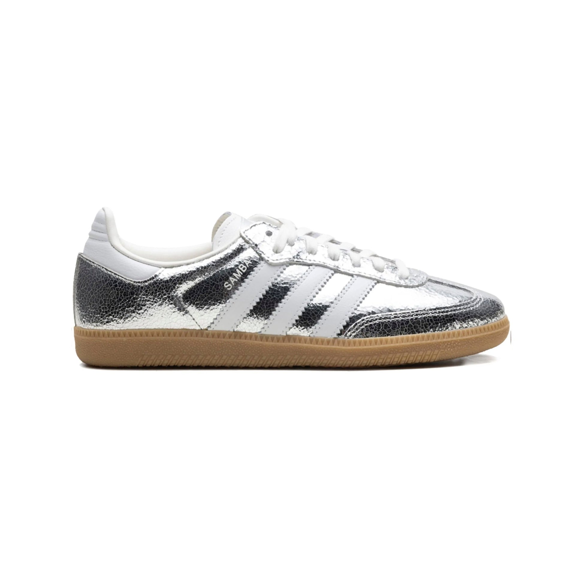 Sneakers basses Adidas Samba silver metallic cracked unisexe