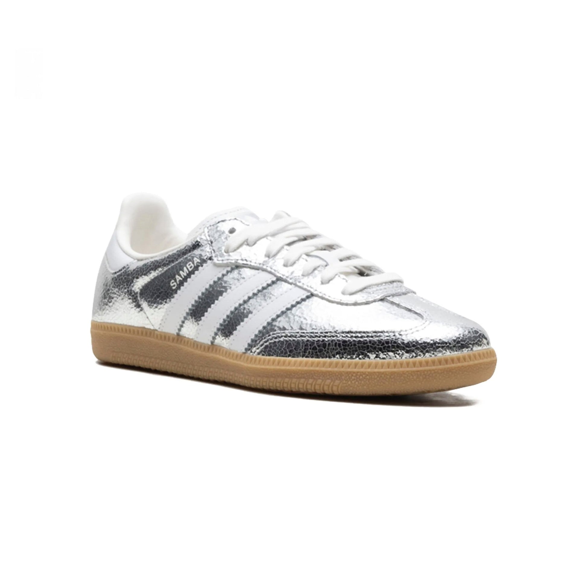 Sneakers basses Adidas Samba silver metallic cracked unisexe