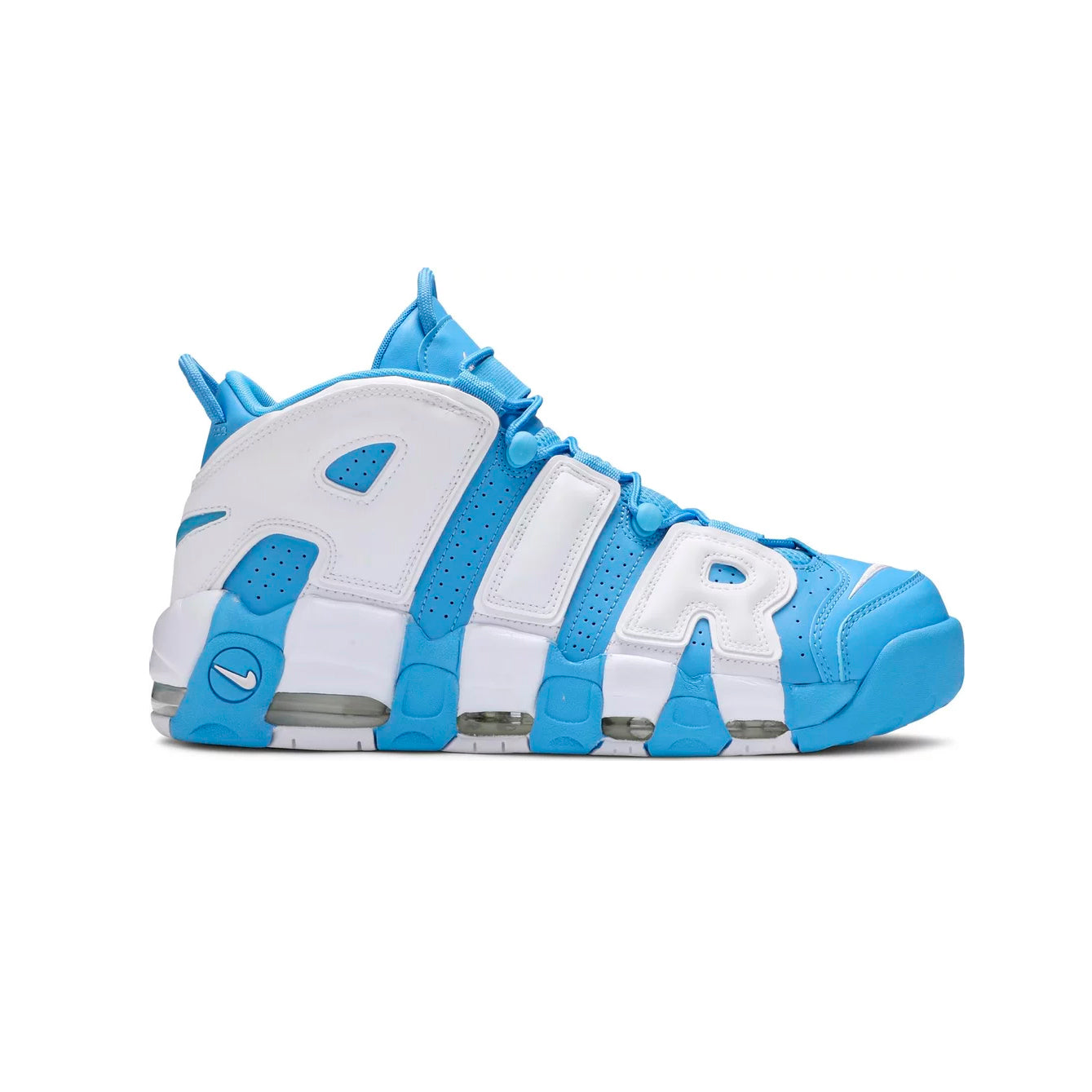 nike air more uptempo 96’ university blue baskets vue latérale