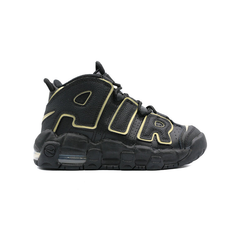 Nike Air More Uptempo Black Metallic Gold, Baskets Basketball Enfant Cuir – photo 1