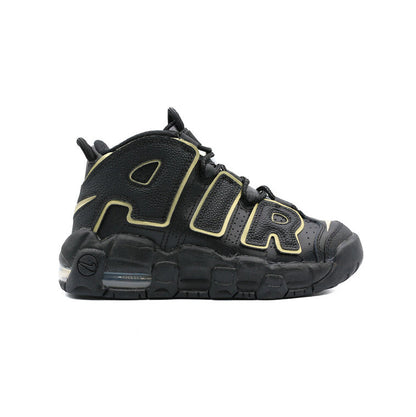 Nike Air More Uptempo Black Metallic Gold, Baskets Basketball Enfant Cuir – photo 1
