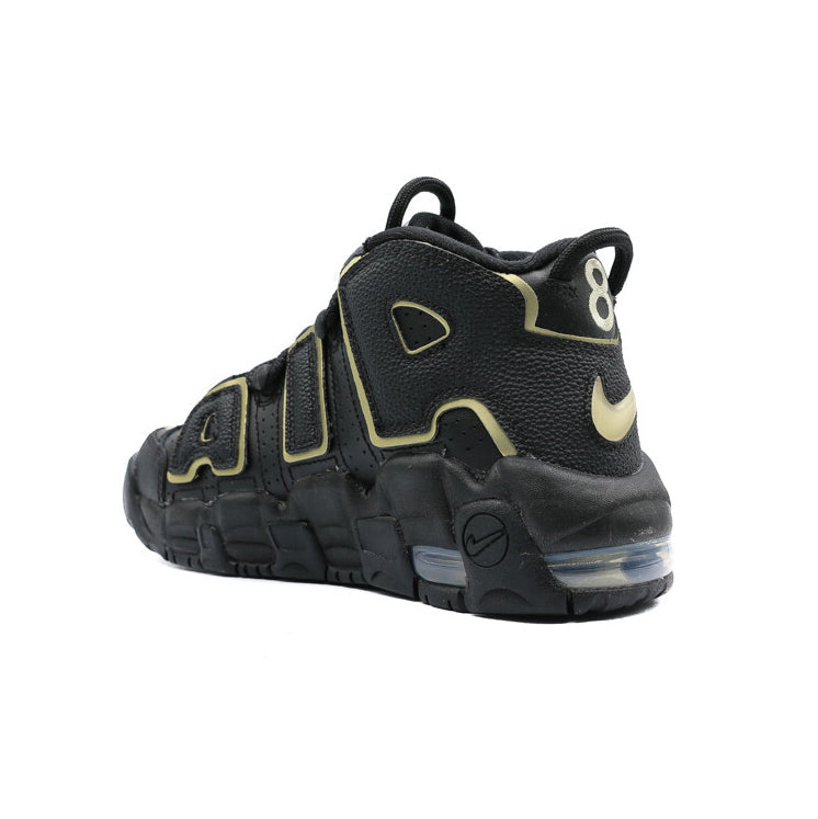 Nike Air More Uptempo Black Metallic Gold, Baskets Basketball Enfant Cuir – photo 3