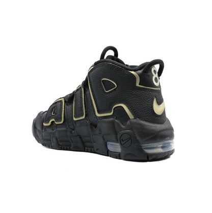 Nike Air More Uptempo Black Metallic Gold, Baskets Basketball Enfant Cuir – photo 3