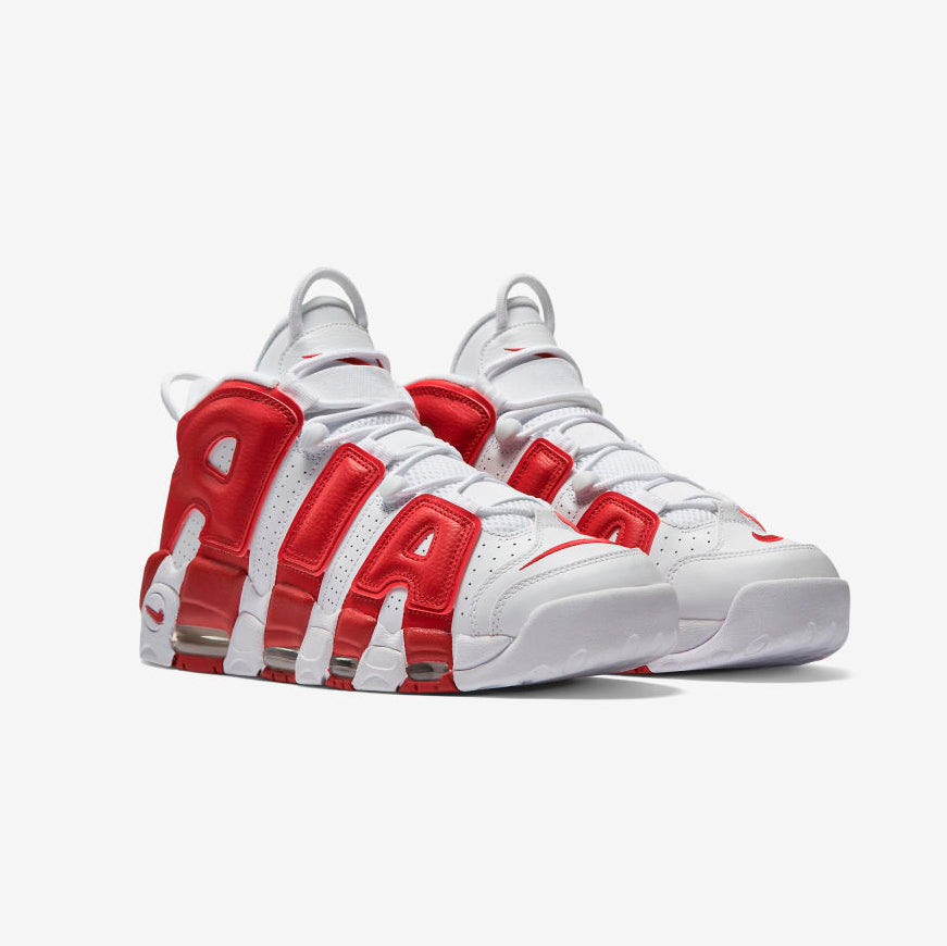 Nike Air More Uptempo Varsity Red Baskets Blanc Rouge Homme Femme - 2