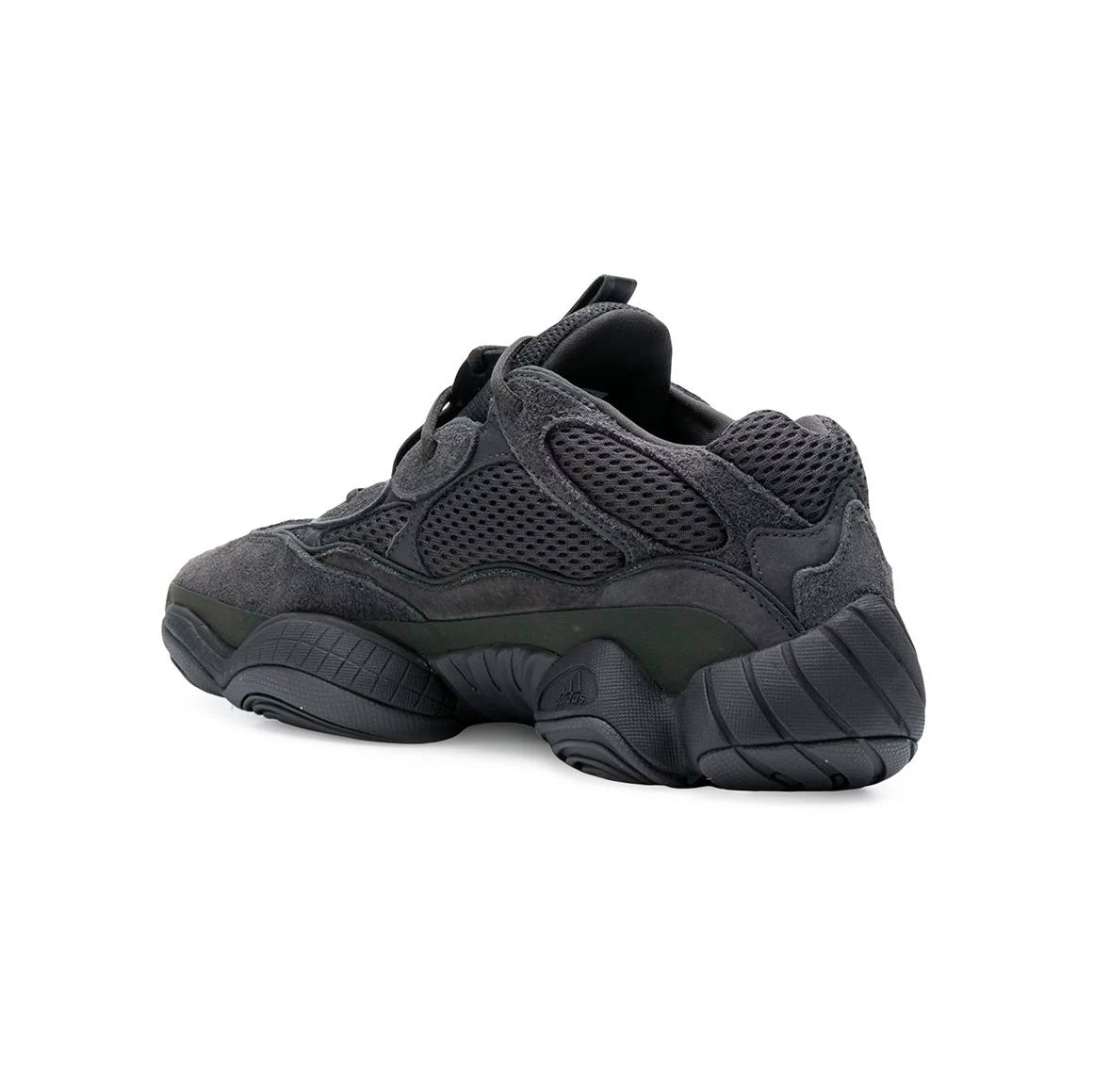 Adidas Yeezy 500 Utility Black baskets homme et femme en daim, mesh et cuir noir, détail semelle