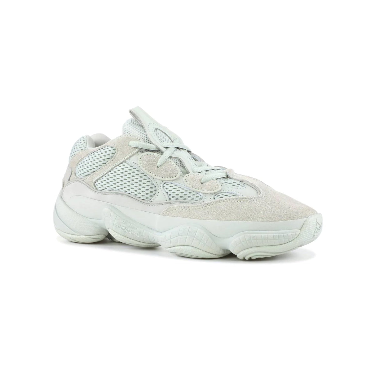 Adidas Yeezy 500 Salt baskets homme et femme en daim, mesh et cuir beige, vue de face
