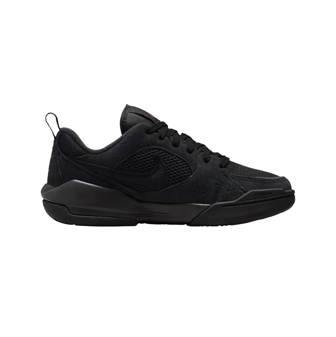 Air Jordan CMFT Era Black baskets basses homme et femme en cuir noir, vue de profil