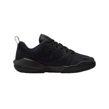 Air Jordan CMFT Era Black baskets basses homme et femme en cuir noir, vue de profil