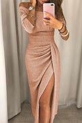 Robe Midi de Soirée pour Femme – Épaules Dénudées Fente Élégante