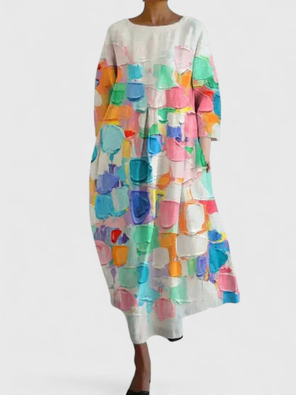 Aria | Robe pour femme à manches trois-quarts avec imprimé tortue de mer
