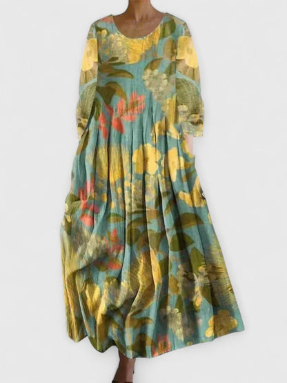 Aria | Robe pour femme à manches trois-quarts avec imprimé tortue de mer