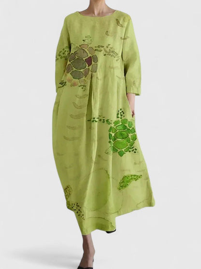 Aria | Robe pour femme à manches trois-quarts avec imprimé tortue de mer