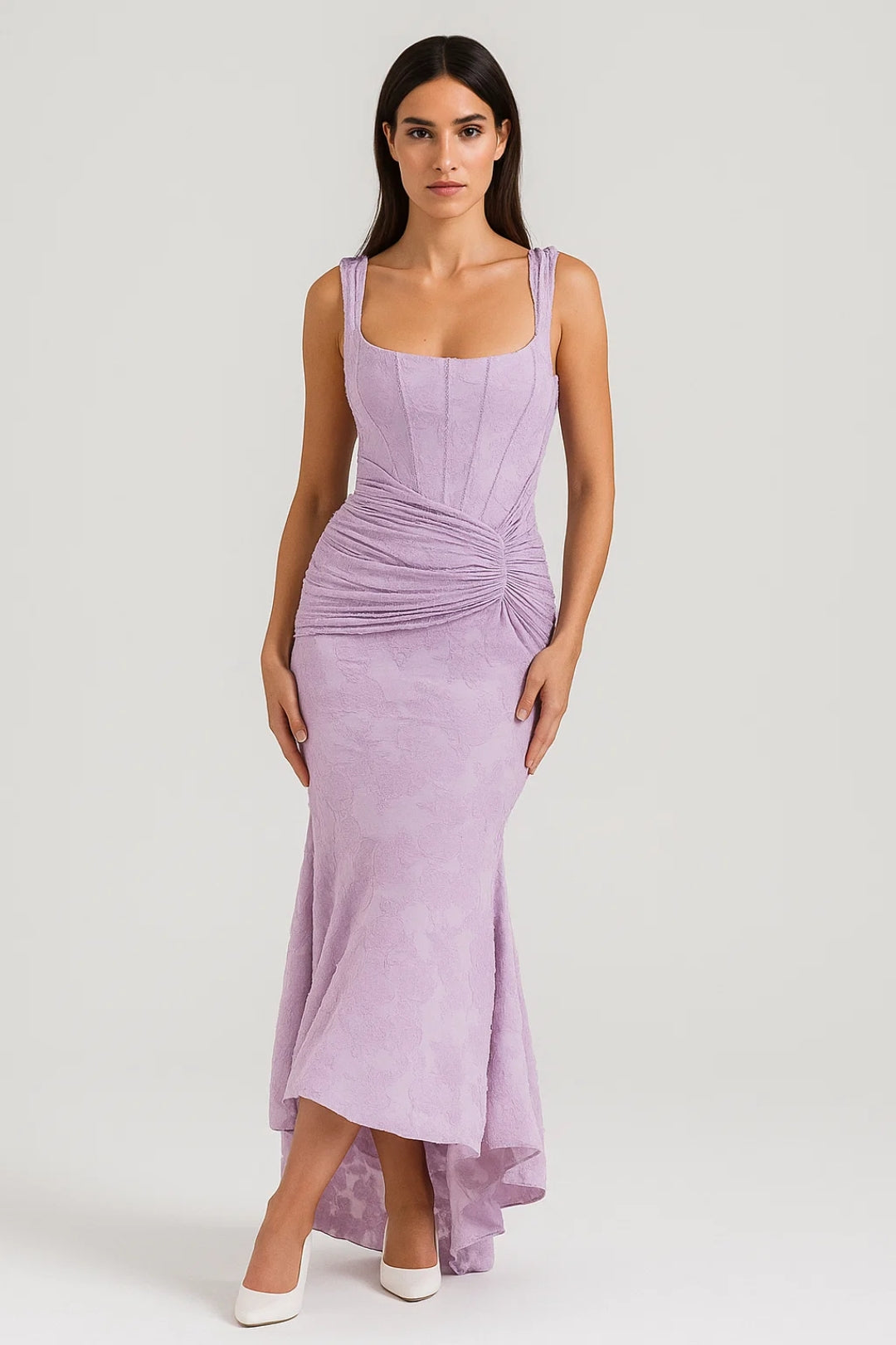 Robe Longue Femme Asymétrique – Bretelles Larges et Coupe Fluide