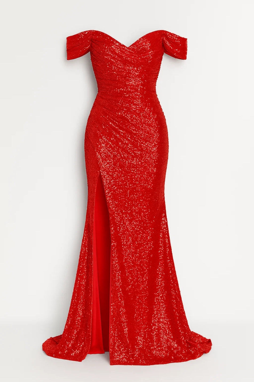 Robe de Soirée Femme à Paillettes – Épaules Dénudées et Fente Haute