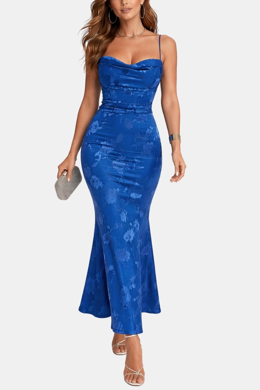 Robe Maxi Femme Dos Nu – Bretelles Fines et Col Drapé