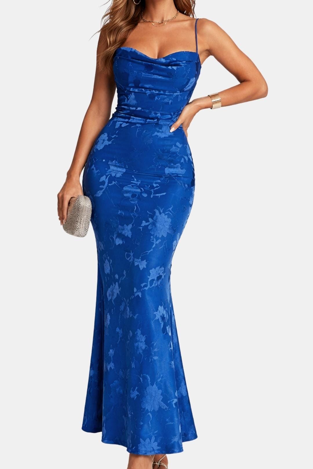 Robe Maxi Femme Dos Nu – Bretelles Fines et Col Drapé