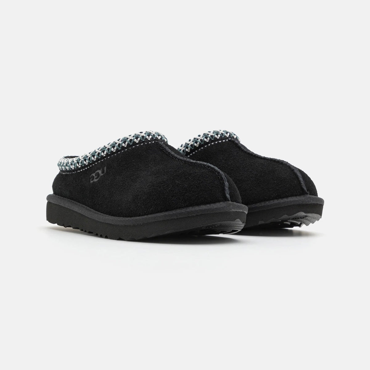 UGG Tasman II Black chaussons homme et femme en daim et peau de mouton noir, détail semelle