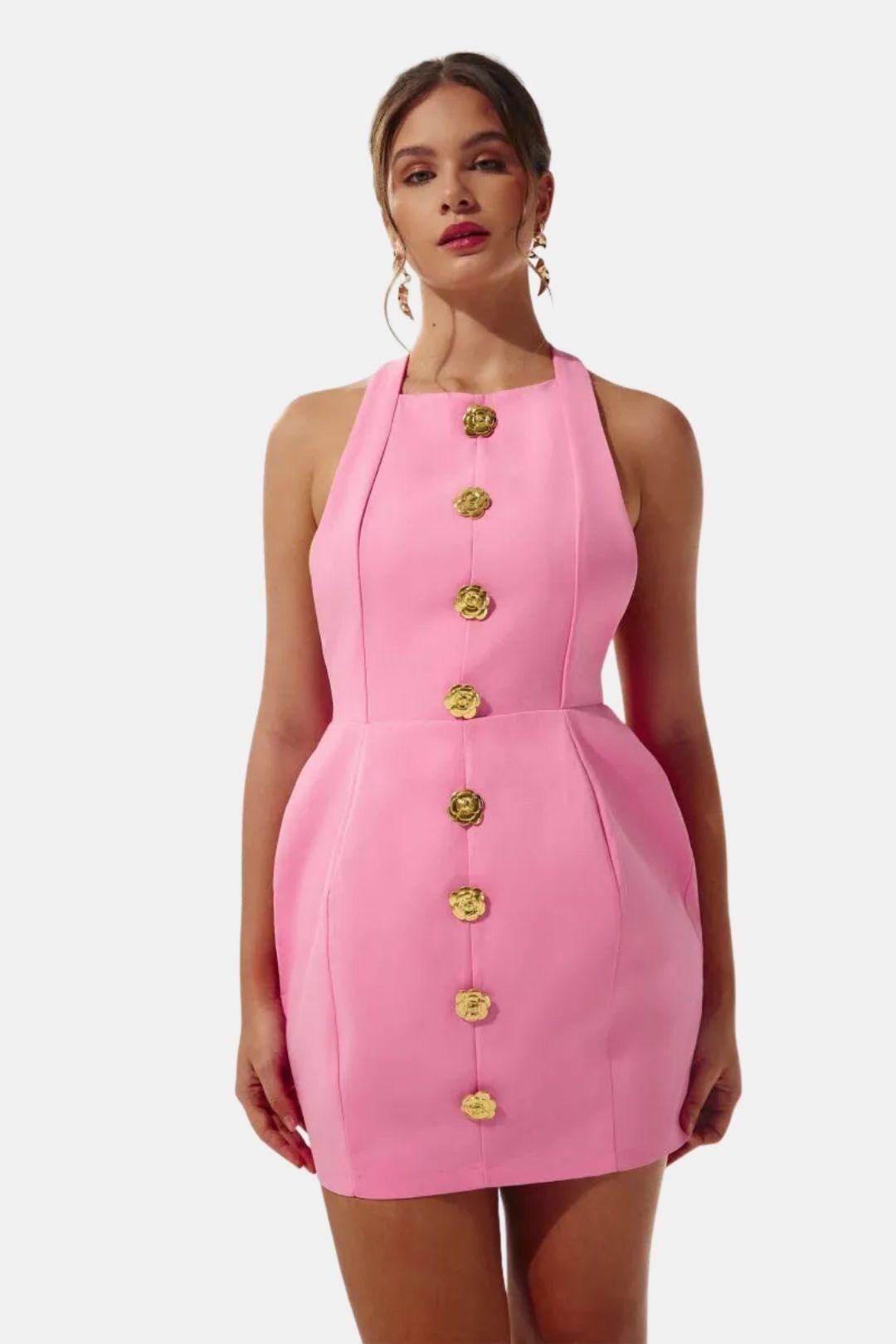 Robe Mini Femme en tissu léger, dos nu, coupe moulante – Menvelo