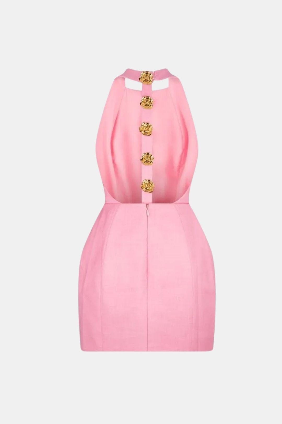 Robe Mini Femme en tissu léger, dos nu, coupe moulante – Menvelo