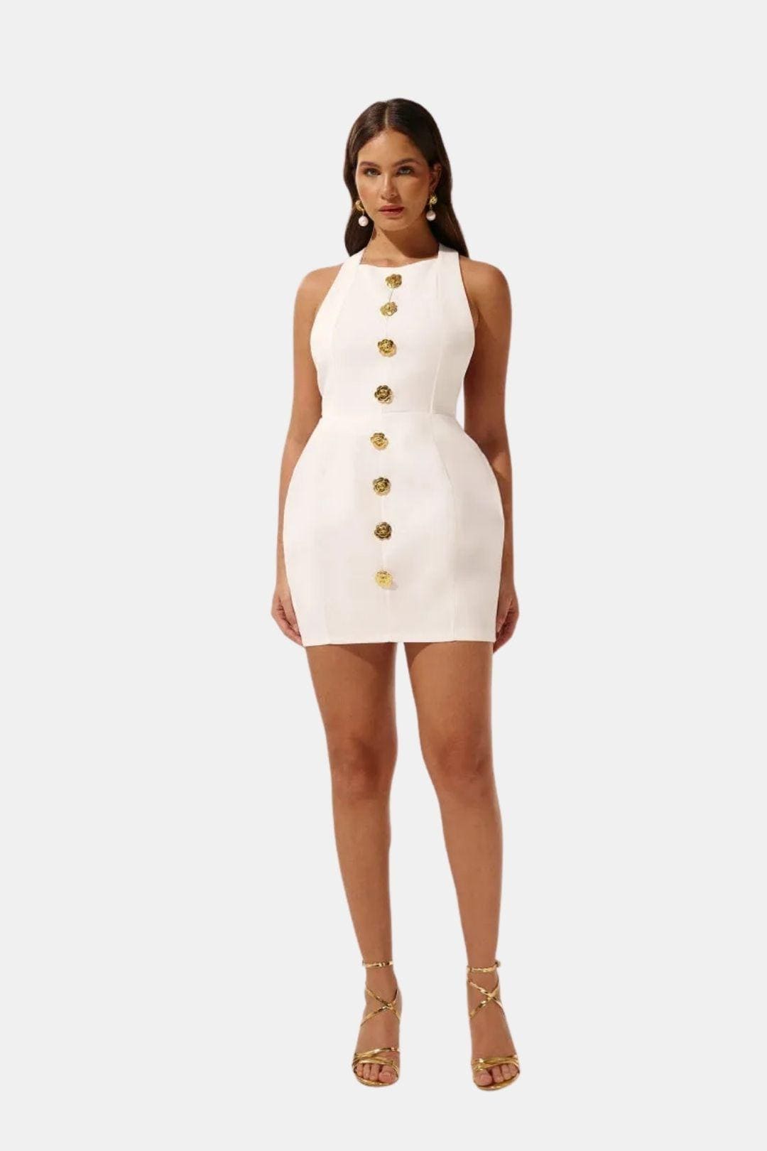 Robe Mini Femme en tissu léger, dos nu, coupe moulante – Menvelo