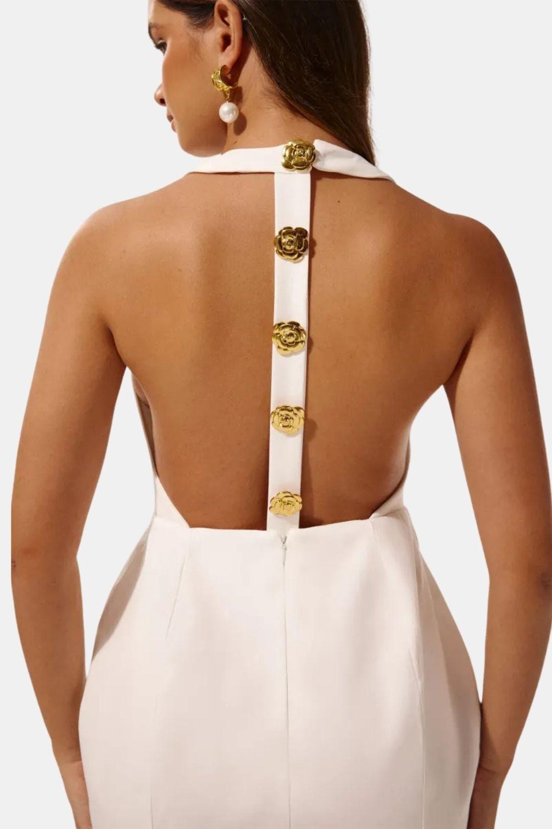 Robe Mini Femme en tissu léger, dos nu, coupe moulante – Menvelo