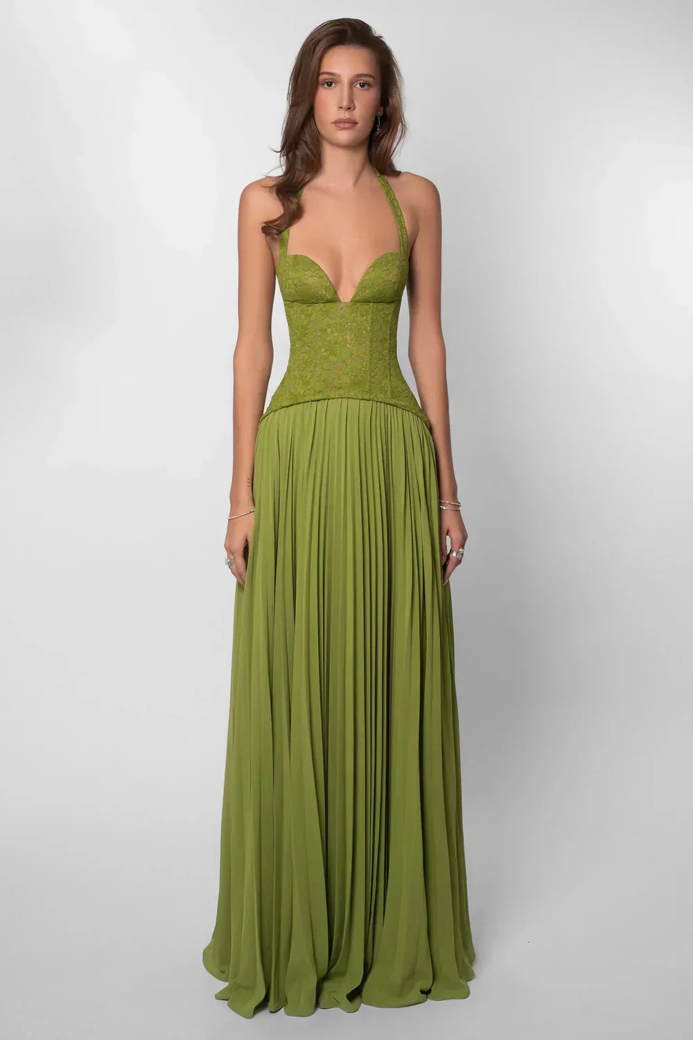 Bella | Robe maxi plissée à corset pour femmes, idéale pour les invitées de mariage