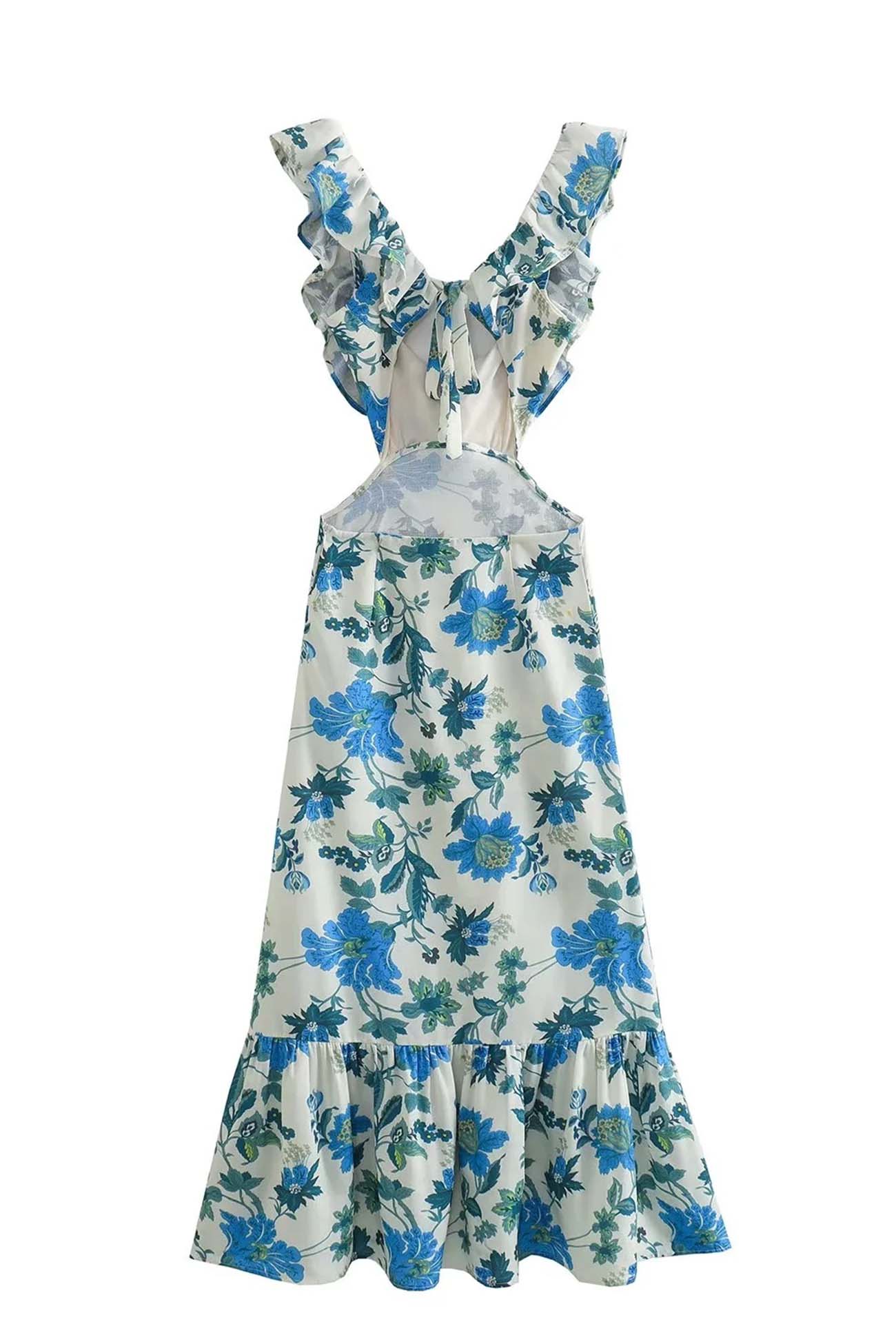 Bethany | Robe maxi élégante à volants et imprimé floral pour femme