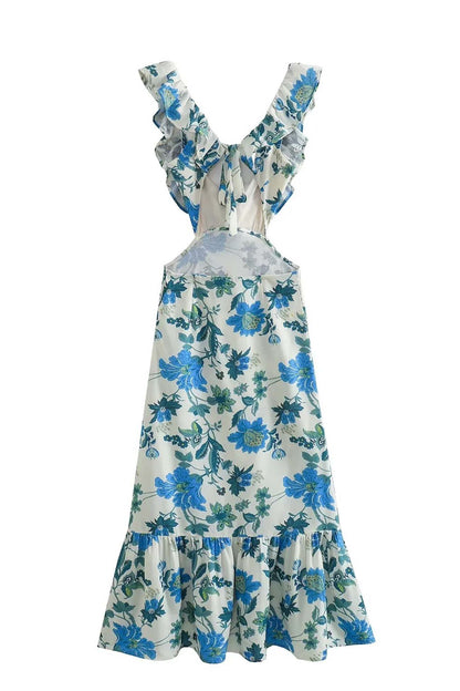Bethany | Robe maxi élégante à volants et imprimé floral pour femme