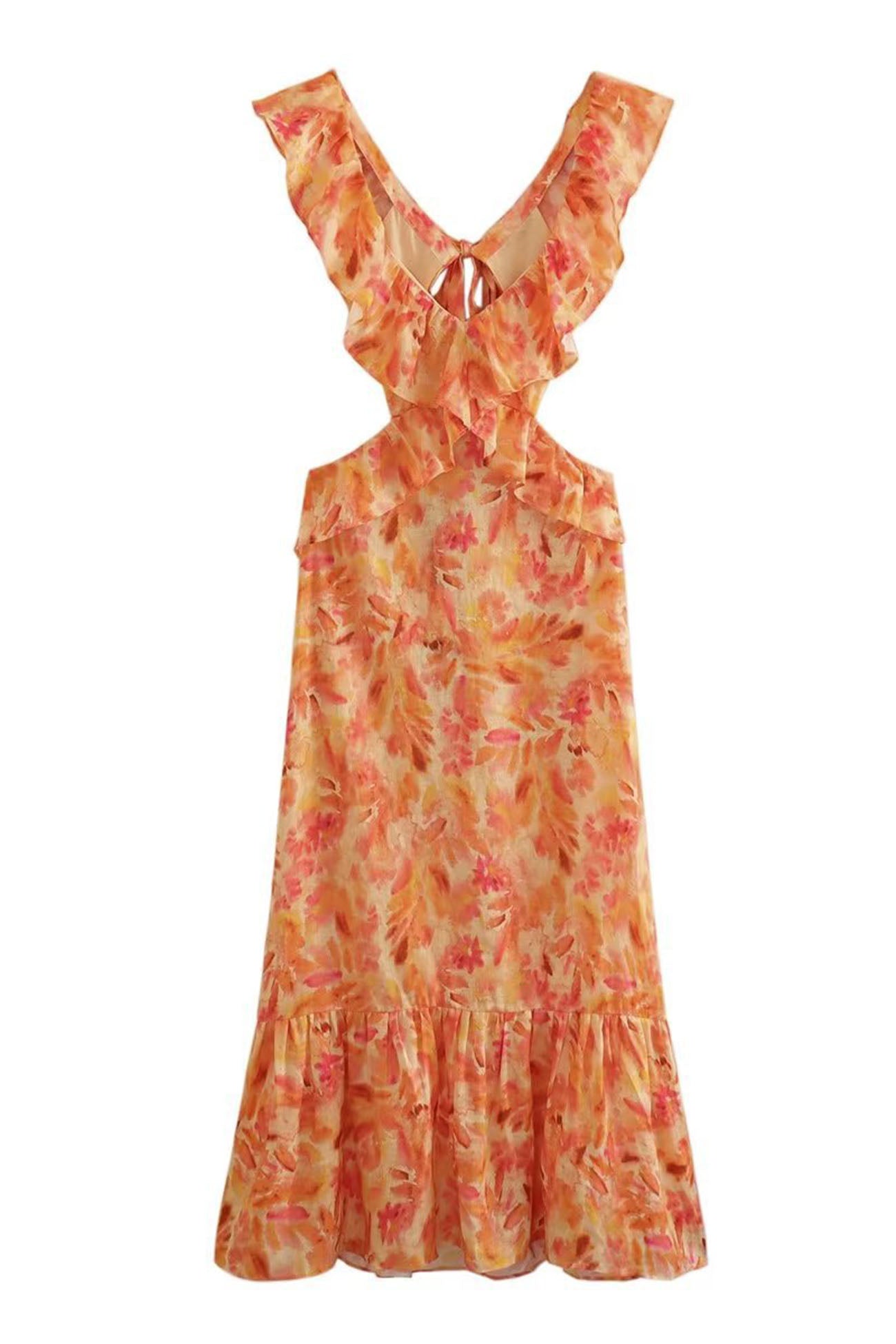 Bethany | Robe maxi élégante à volants et imprimé floral pour femme