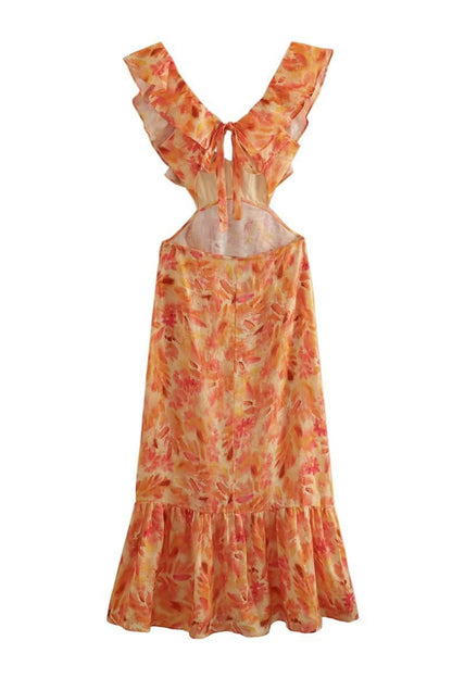 Bethany | Robe maxi élégante à volants et imprimé floral pour femme
