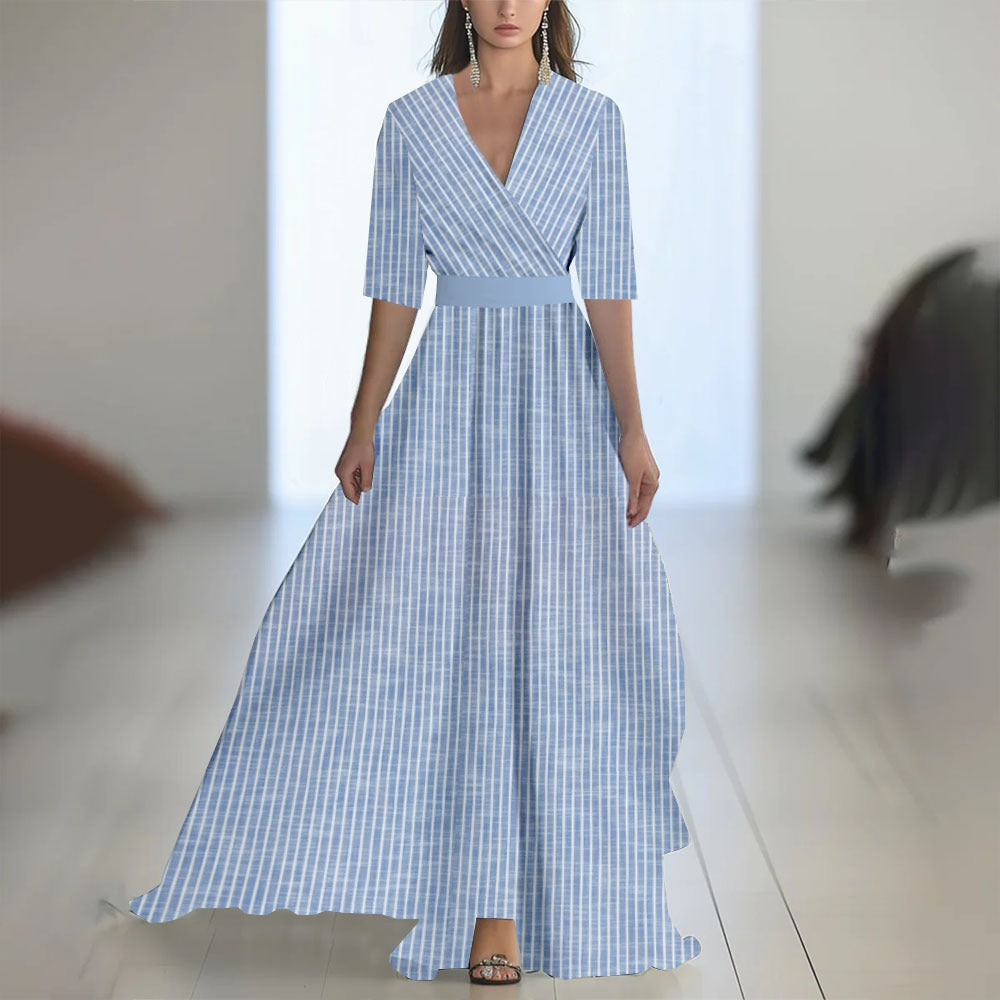Robe Maxi Fleurie Femme – Col V Taille Ajustée