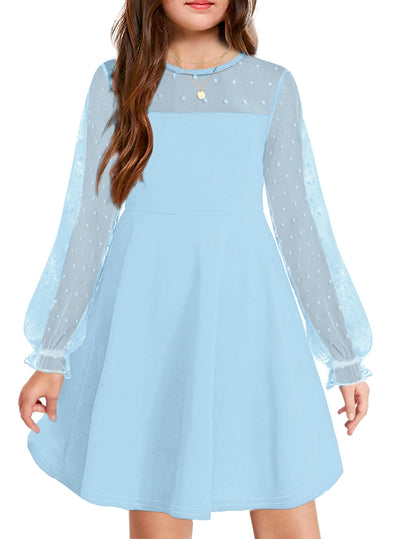 Robe Midi Femme en tissu léger, manches longues, coupe fluide – Menvelo