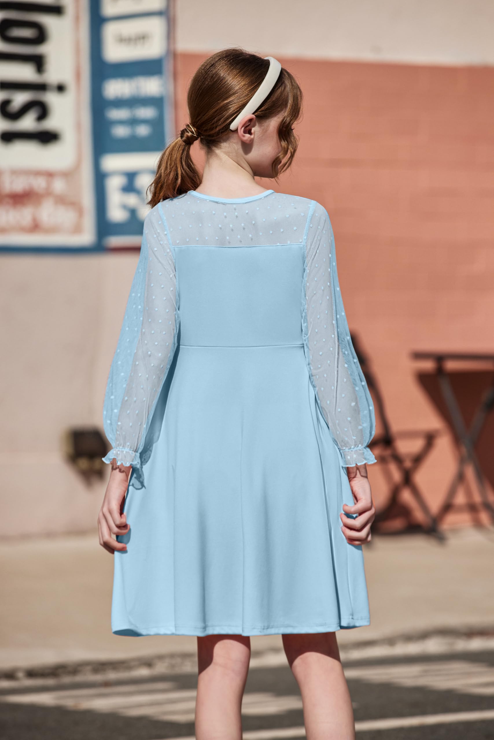 Robe Midi Femme en tissu léger, manches longues, coupe fluide – Menvelo