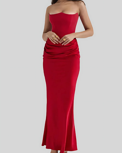 Brooklyn | Robe longue élégante drapée pour femmes, invitée de mariage