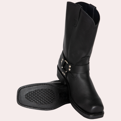 Bottes Western Homme Marius en Cuir à Boucle et Talon Bas