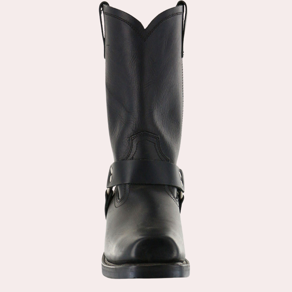 Bottes Western Homme Marius en Cuir à Boucle et Talon Bas