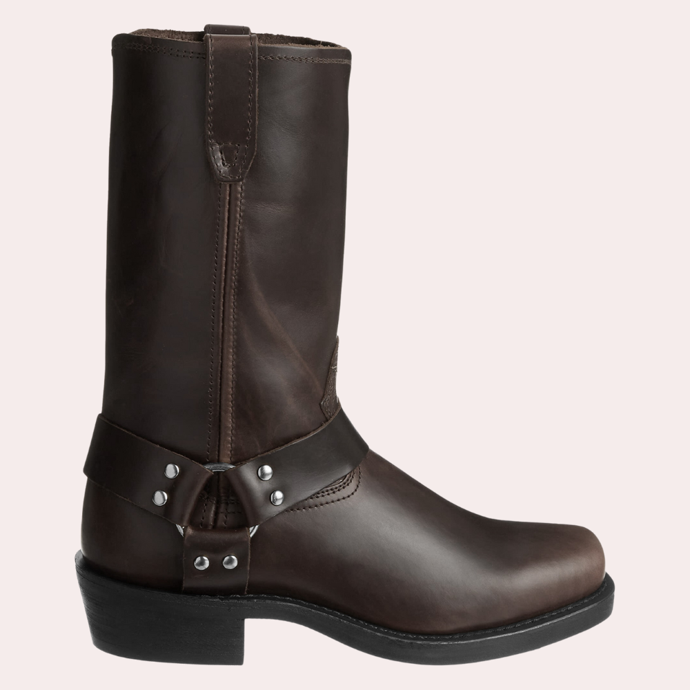 Bottes Western Homme Marius en Cuir à Boucle et Talon Bas