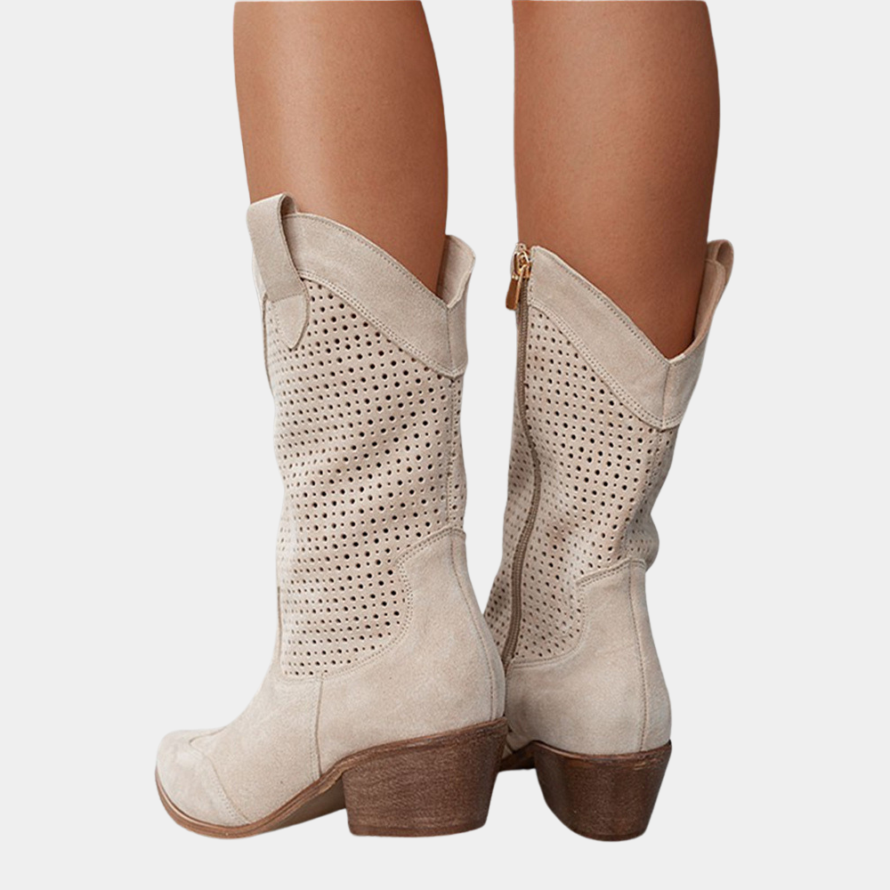 Bottes Western Femme Solène Ajourées à Talon Épais