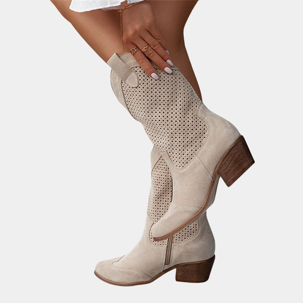 Bottes Western Femme Solène Ajourées à Talon Épais