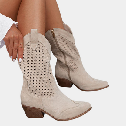 Bottes Western Femme Solène Ajourées à Talon Épais