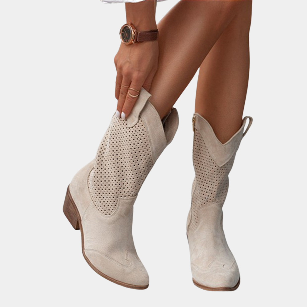 Bottes Western Femme Solène Ajourées à Talon Épais