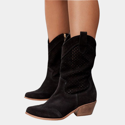 Bottes Western Femme Solène Ajourées à Talon Épais